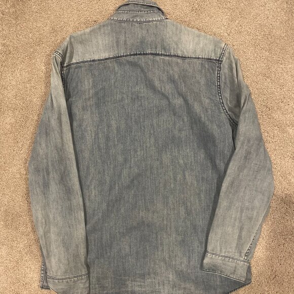 Men's Treasure & Bond Blue Cotton Long Sleeve Snap-Up Denim Shirt - Picture 3 of 3